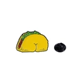 Spilla creativa in smalto a forma di taco con chiusura a farfalla in gomma nera - Giallo Taco