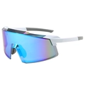 Professional cycling sunglasses with white frame and blue-purple mirrored lens - White Frame Blue Mirror