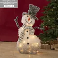 Kleiner leuchtender weißer Plüsch-Schneemann mit warmen LED-Lichtern für Weihnachten, 60x80cm - 80CM Schneemann mit grauem Schal