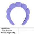 Macro detail of purple sponge cloud headband with size specs 17cmx18cmx4cm - 20-dark Purple Terry Cloth Headband