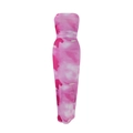 Détail de la robe bustier tie-dye rose montrant la coupe ajustée et l'imprimé floral - S / Rose rouge