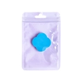 Blue clover charm in a transparent purple resealable bag with secure zip closure - 6x10cm * Macaron Purple * 16 Strands
