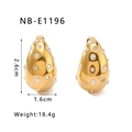Detailed view of hollow teardrop earrings with crystals and precise size dimensions - 18K Gold