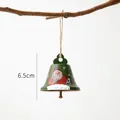 Dark green iron Santa Claus bell ornament with rustic twine hanger, 6.5cm height - Green Bell Santa Claus