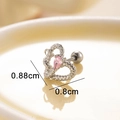 Silver heart snake stud earring with pink gemstone and screw back 0.88cm detail - Screw Ball Back / Silver-Pink Heart (Single)