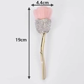 Detail of rose shape makeup brush with pink bristles, rhinestones and golden stem - Silver Rhinestone Gold Handle Light Pink