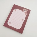 Cute cherry bear notepad with red border and pink lined paper for notes and memos - Long Memo Pad - Brown Cherry Bear