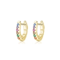 Orecchini a cerchio in argento S925 placcato oro con zirconi colorati arcobaleno - Oro con pietre colorate