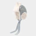 Dettaglio del cappello invernale per bambini con orecchie da coniglio e calda fodera in peluche - 3-8 Anni / Blu