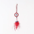 Handmade red dreamcatcher car pendant with peacock feathers and blue evil eye beads - 9528R Red Without Keychain