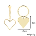 Asymmetric golden heart earrings with hollow and solid designs and size dimensions - E2112-9 Gold Asymmetric Heart
