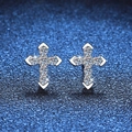 Elegant S925 sterling silver cross stud earrings with sparkling pavé moissanite stones - 0.36ct Moissanite / 925 Silver