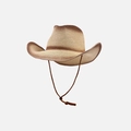 Handgewebter Western-Cowboyhut aus Stroh in Verlaufsbraun mit verstellbarem Kinnriemen - Einheitsgröße / Milchbraun