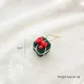 Green wool felt gift box ornament with red bow and white embroidery for Christmas tree - Green Small Gift Box
