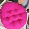 Round thick fuchsia seat cushion with quilted texture for dining and office chairs - [Round] Rose Red