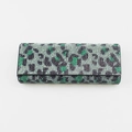 Luxury green leopard print rhinestone glasses case with full diamond studs for sunglasses - Green Leopard