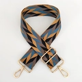 Close-up of adjustable woven colorful geometric purse strap with gold metal hardware - Multicolor Splicing No.6