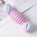 Hundespielzeug aus rosa Gummi mit geflochtenen Seilen für die Zahnpflege - TPR Olive Doppelball-Seil / 20cm (Nr.2) / Rosa
