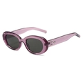 Retro oval sunglasses in transparent purple frame with star accents on the temples - Transparent Purple Frame Grey Lens