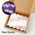 Rose Quartz LED crystal string lights packaged in a gift box for Christmas decor - Rose Quartz Tumbled Stones String Light - 2m Flat Switch