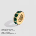 14K gold plated stainless steel spacer bead featuring May emerald green birthstones - May Green (MAY-EMERALD) / 10.5x3.5mm / Gold