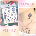Waterproof glitter flower tattoo sticker with blue cornflower design for neck application - FG-117 (Cornflower)