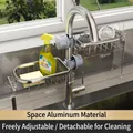 Double silver space aluminum faucet storage rack with adjustable design and dimensions - Space Aluminum / Silver - Basic Style (2pcs)
