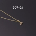 Golden necklace with a cherry pendant featuring pink gemstones and a green leaf crystal - Pink Semi-Transparent Cherry Style (607-5#)
