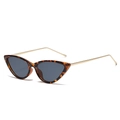 Retro-Cat-Eye-Sonnenbrille mit Schildpatt-Rahmen, grauen Gläsern und goldnen Metallbügeln - Goldrahmen Leopard Fuß Schwarze Linse C2