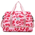 Bolsa de fitness con estampado de leopardo rosa, compartimento para zapatos y correa - Estampado de Vaca Rosa