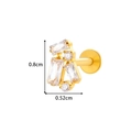Golden titanium flower stud earring with cubic zirconia and 0.8x0.52cm size markers - Rectangular Zirconia Row Style - Gold (T2523-5#金)
