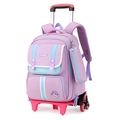 Purple ergonomic primary school rolling backpack with six-wheel stair climbing base - 6-Wheel Trolley (Stair Climbing) / Purple