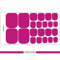 Magenta adhesive toe nail stickers set YMZ284 in various sizes on white background - YMZ284-Rose Red