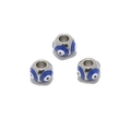 8mm Silber-Edelstahl-Böse-Augen-Perle mit blauer Emaille für DIY-Schmuckherstellung - Stahlbasis Königsblau
