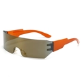 Futuristische UV400 Sportsonnenbrille mit orangefarbenem Rahmen und braunen Gläsern - UV400 / Teebrauner Rahmen Goldene Gläser