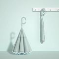 Mint green double-layer inverted umbrella with C-shaped handle and hollow flower pattern - Morning Mist Green - Automatic Inverted