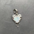 Ciondolo a cuore lava in argento con opale iridescente per gioielli fai da te - Ciondolo Cuore Opale Lava Fusa