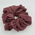 Elastic dark red chiffon scrunchie with textured pleats for elegant hair styling - Deep Red Brown (8-5)