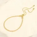 Adjustable 18K gold plated bead bracelet with sparkling zircon charms on a plate - 2.5MM Bead Diameter