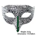 Sparkling rhinestone masquerade mask with silver crystals and green accents, size 17x14x8cm - Rhinestone Eagle Beak - Green