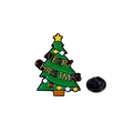 Christmas tree enamel brooch with Merry Christmas text and colorful ornaments - Christmas Tree with Merry Christmas Wish (CZ0452-1)