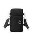 Small black nylon crossbody phone bag with heart zippers and adjustable strap - Small (No Headphone Jack) / Black