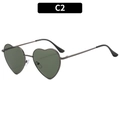 Modische herzförmige Sonnenbrille mit dunkelgrünen Gläsern und schlankem Metallrahmen - Metallrahmen Dunkelgrüne Gläser