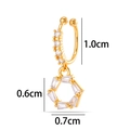 Gold plated geometric hexagonal earring with zircons and clear size measurements - Hexagon Geometric Style (2625-11#) / Gold