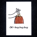 Mini brown glitter handbag charm with gold handle on creative OK hand gesture card - Bag + Card / Gold Sand Stone (Synthetic)