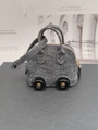 Mini car-shaped denim shell bag charm and coin purse in grey with gold hardware - Denim Black