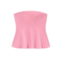 Pink tube top with structured stitching and feminine ruffled hem detail in soft pink - XS / Rose Red