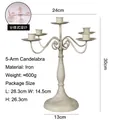 Chandelier 5 branches en fer blanc crème rétro pour décor de table de mariage - Chandelier 5 Têtes - Blanc Vieilli - Détachable