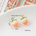 Cute alloy peach fruit pendant charm with orange gradient enamel for DIY earrings - 24# Peach