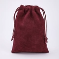 Elegant wine red velvet jewelry pouch with drawstring closure for storage and gifts - Burgundy